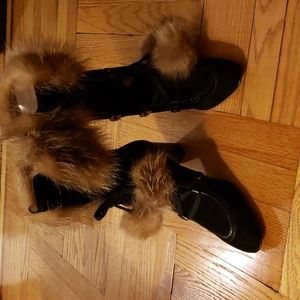 Tod's Suede Laced Boots with Fur Trim
